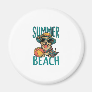 Summer Beach Dog Vintage Sunglasses Shirt Design_1 Magnet