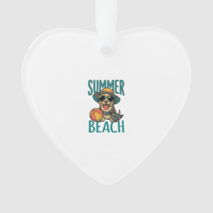 Summer Beach Dog Vintage Sunglasses Shirt Design_1 Ornament