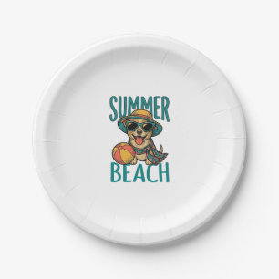 Summer Beach Dog Vintage Sunglasses Shirt Design_1 Paper Plate
