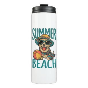 Summer Beach Dog Vintage Sunglasses Shirt Design_1 Thermal Tumbler