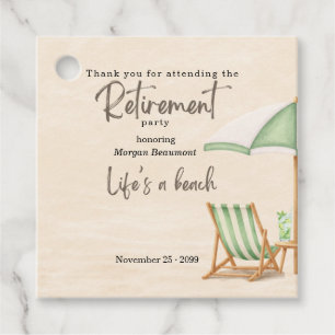 Summer Beach Elegant Green Chairs Retirement Party Favour Tags