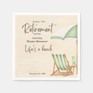 Summer Beach Elegant Green Chairs Retirement Party Napkin