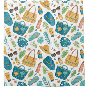 Summer Beach Essentials Pattern (1) Shower Curtain