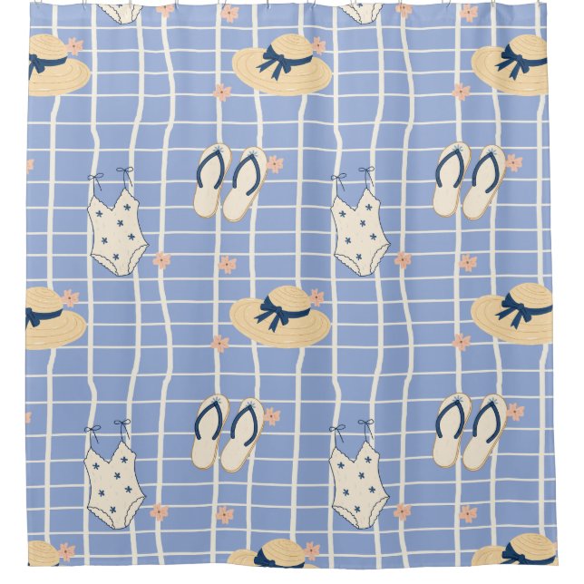 Summer Beach Essentials Pattern (1) Shower Curtain (Front)