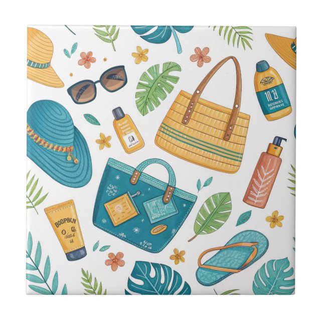 Summer Beach Essentials Pattern (1) Tile (Front)
