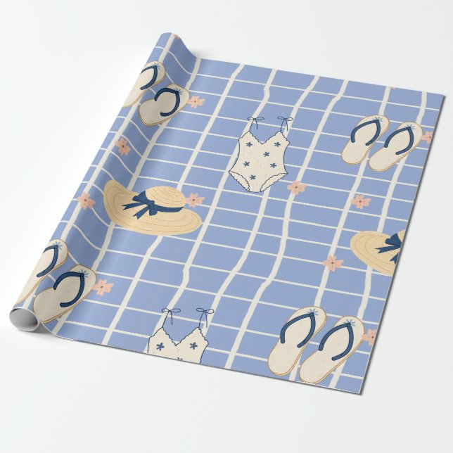 Summer Beach Essentials Pattern (1) Wrapping Paper (Unrolled)
