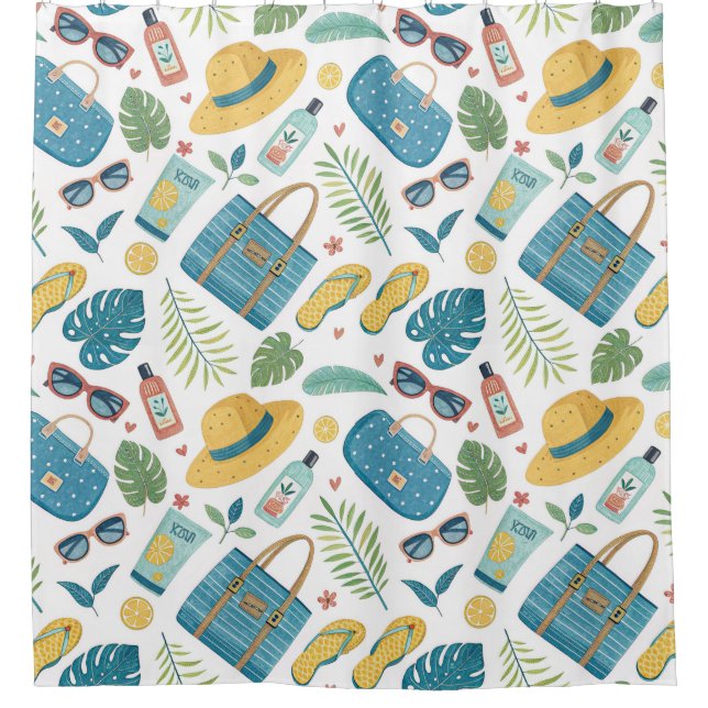 Summer Beach Essentials Pattern (2) Shower Curtain (Front)