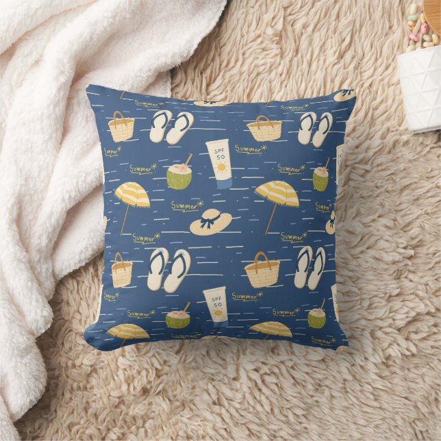 Summer Beach Essentials Pattern (3) Cushion (Blanket)