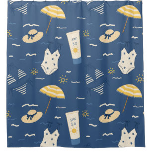 Summer Beach Essentials Pattern (4) Shower Curtain