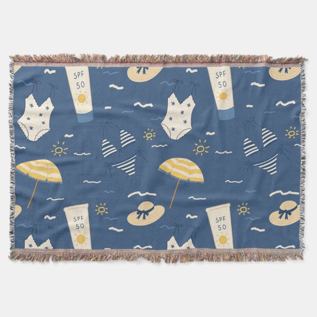 Summer Beach Essentials Pattern (4) Throw Blanket (Front)