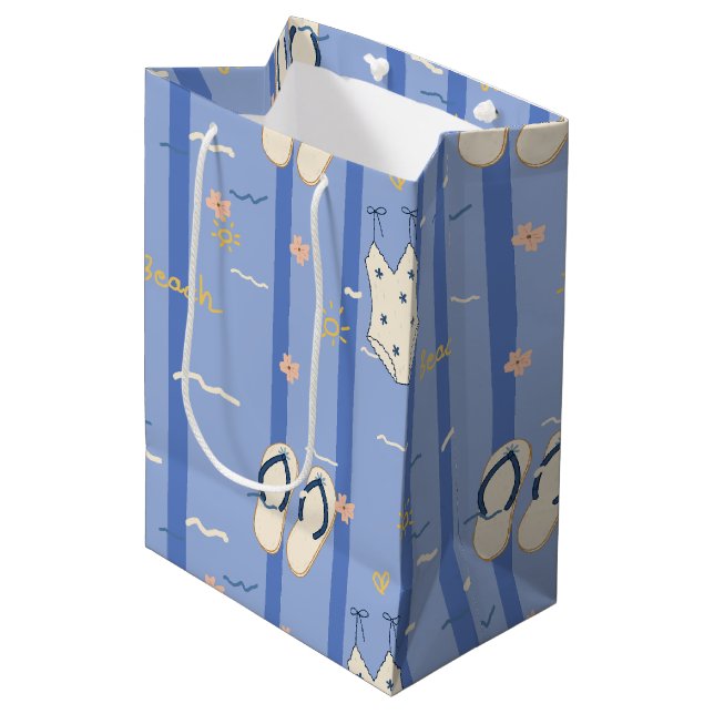 Summer Beach Essentials Pattern (6) Medium Gift Bag (Front Angled)
