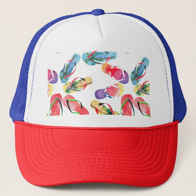 Summer Beach Flip Flops Pattern Trucker Hat (Front)