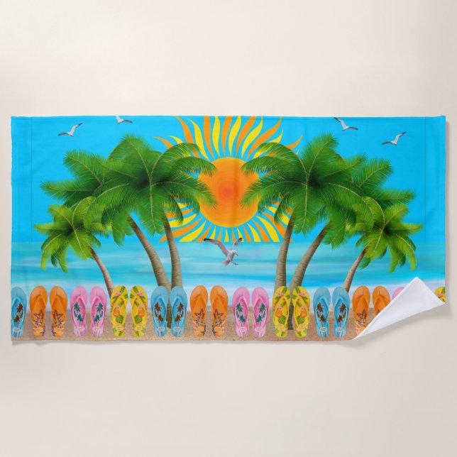 Summer Beach Fun Beach Towel (Front)