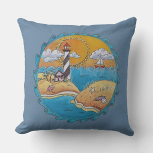 Summer beach fun sunny seashore coastal cushion