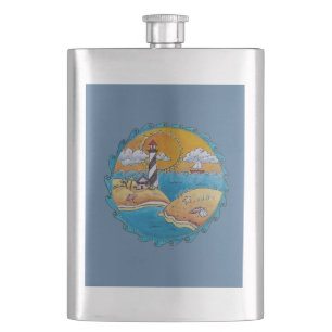 Summer beach fun sunny seashore coastal hip flask
