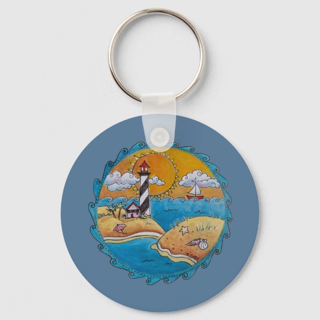 Summer beach fun sunny seashore coastal key ring (Front)