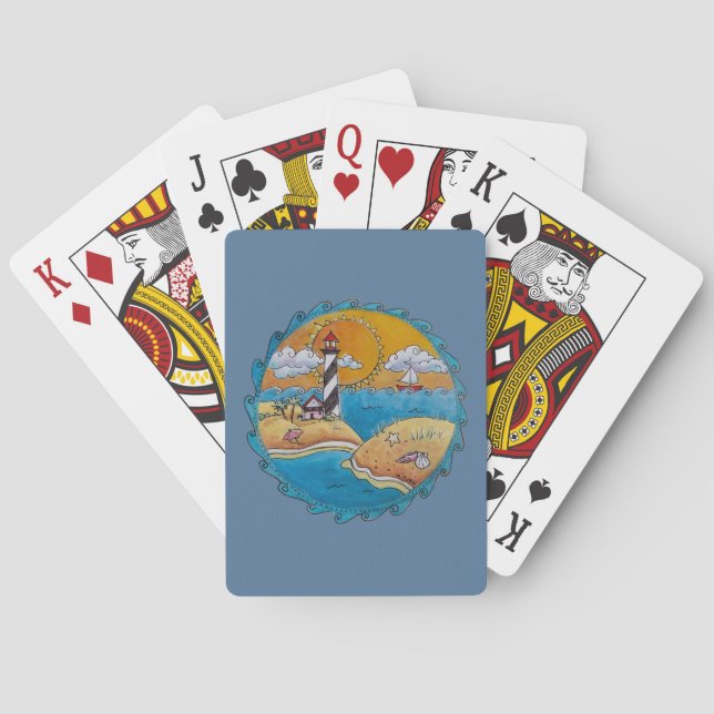 Summer beach fun sunny seashore coastal playing cards (Back)