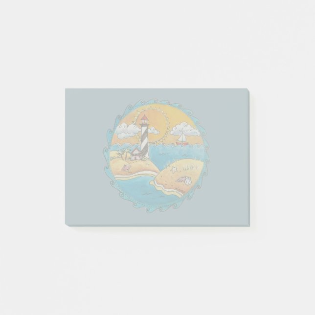 Summer beach fun sunny seashore coastal post-it notes (Front)