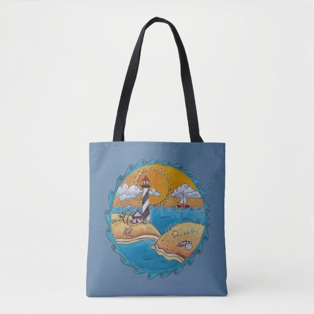 Summer beach fun sunny seashore coastal tote bag (Front)