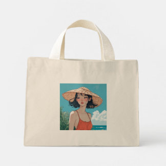 Summer Beach Girl Anime Tiny Tote Bag