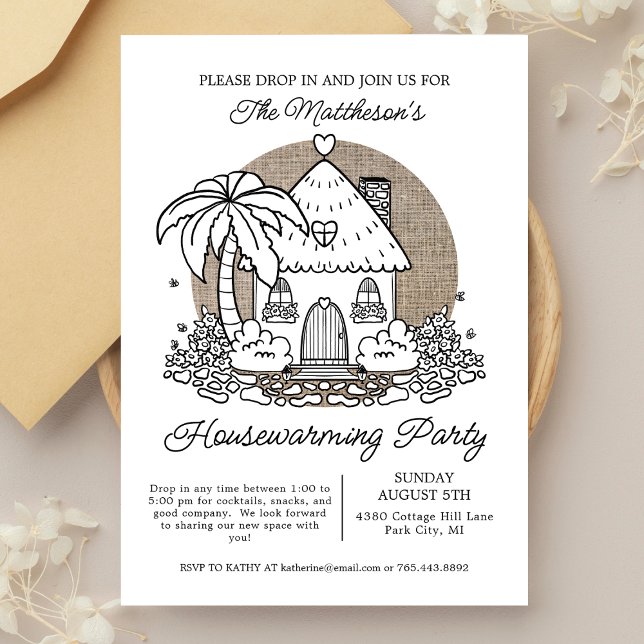 Summer Beach House Drop In Housewarming Party Invitation (Creator Uploaded)