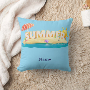 Summer Beach Island 3D Trendy Tropical Vacation Cushion