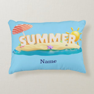 Summer Beach Island 3D Trendy Tropical Vacation Decorative Cushion