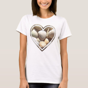Summer Beach Life, Heart with Seashells T-Shirt