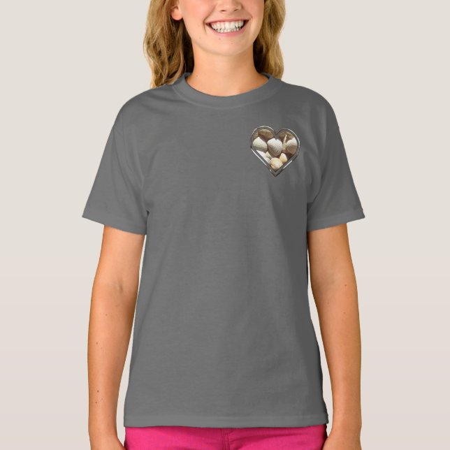 Summer Beach Life, Seashells Heart T-Shirt (Front)