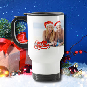 Summer Beach Merry Christmas Photo Holiday Travel Mug
