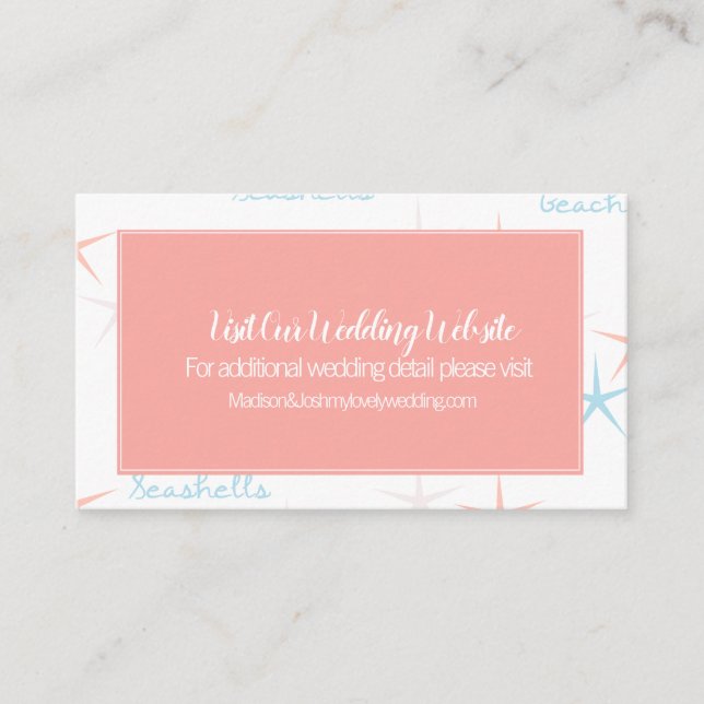 Summer Beach Modern Wedding Website Card (Front)