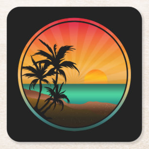 SUMMER BEACH NATURE SQUARE PAPER COASTER
