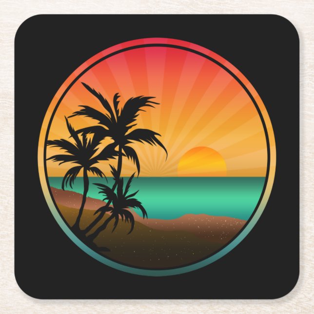SUMMER BEACH NATURE SQUARE PAPER COASTER (Front)