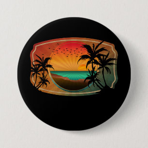 SUMMER BEACH NATURE VINTAGE 7.5 CM ROUND BADGE