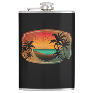 SUMMER BEACH NATURE VINTAGE HIP FLASK