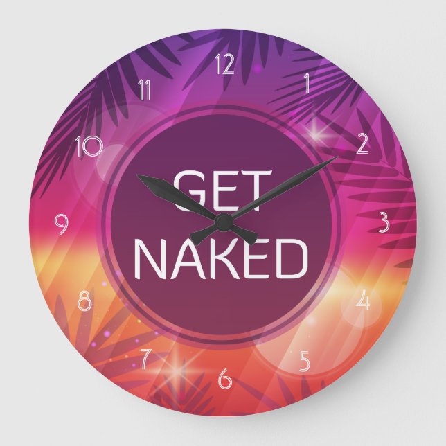 Summer Beach Night Palm Get Naked Large Clock (Front)