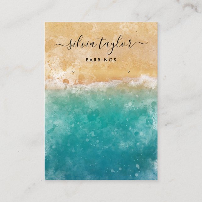 Summer Beach Ocean calligraphy  display card (Front)