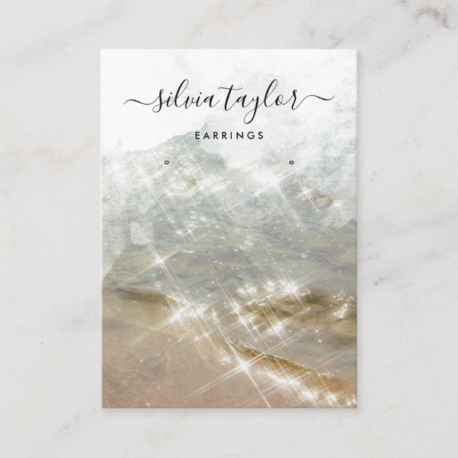 Summer Beach Ocean calligraphy sparkle display Business Card (Front)