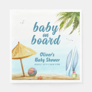 Summer Beach Ocean Surfboard Baby Shower Napkin