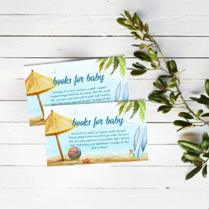 Summer Beach Ocean Surfboard Books For Baby Shower Enclosure Card