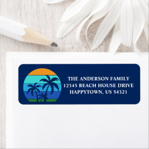 Summer Beach Palm Trees Blue Return Address