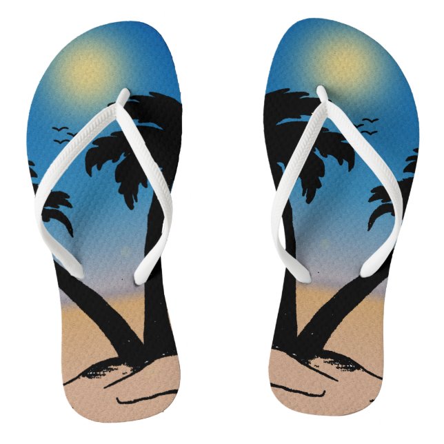 Summer Beach Palm Trees  Jandals (Footbed)