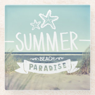 Summer Beach Paradise Glass Coaster