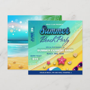 summer beach party flyer invitation