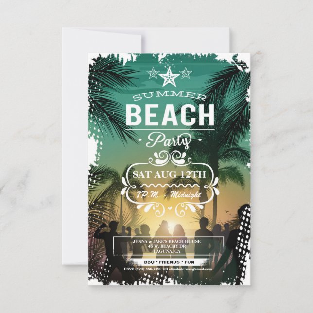 Summer Beach Party Invitation (Front)
