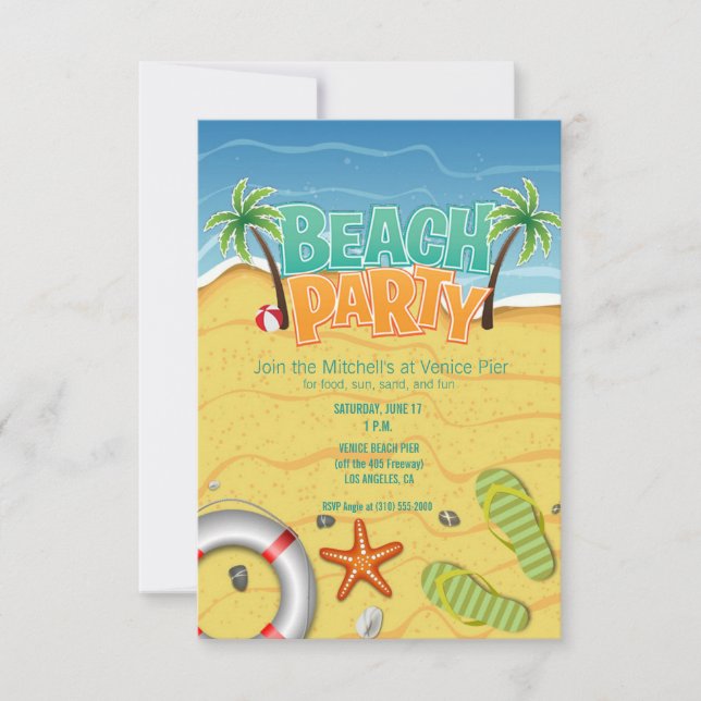 summer beach party invitation (Front)