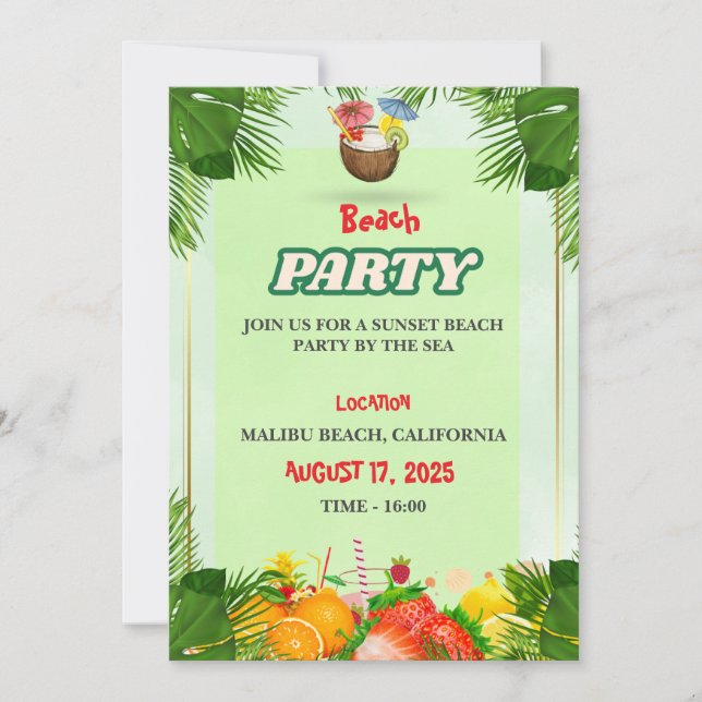 Summer Beach Party Invite (Front)