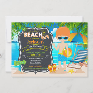 Summer Beach Party Tropical Boy Birthday Invitation
