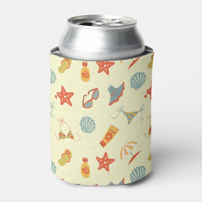 Summer Beach Pattern Can Cooler (Can Front)