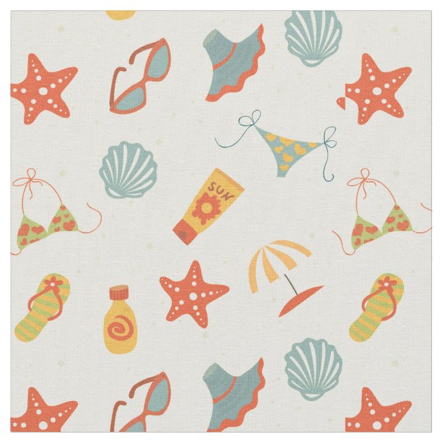 Summer Beach Pattern Fabric (Close Up)